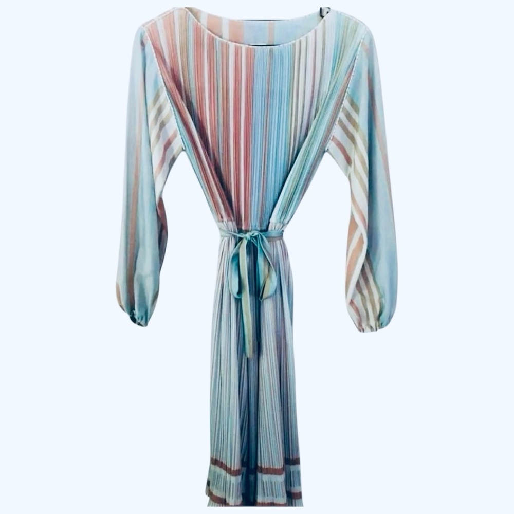 Vintage 1970s Pleated Accordion Disco Dress Sz Petite 12